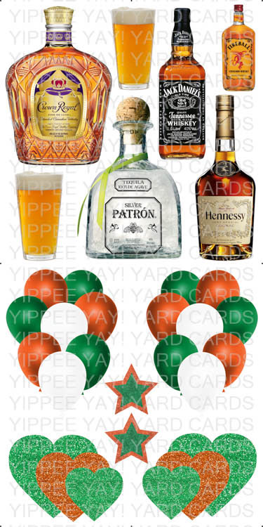 Alcohol and Green and Orange Balloons Combo Sheet
