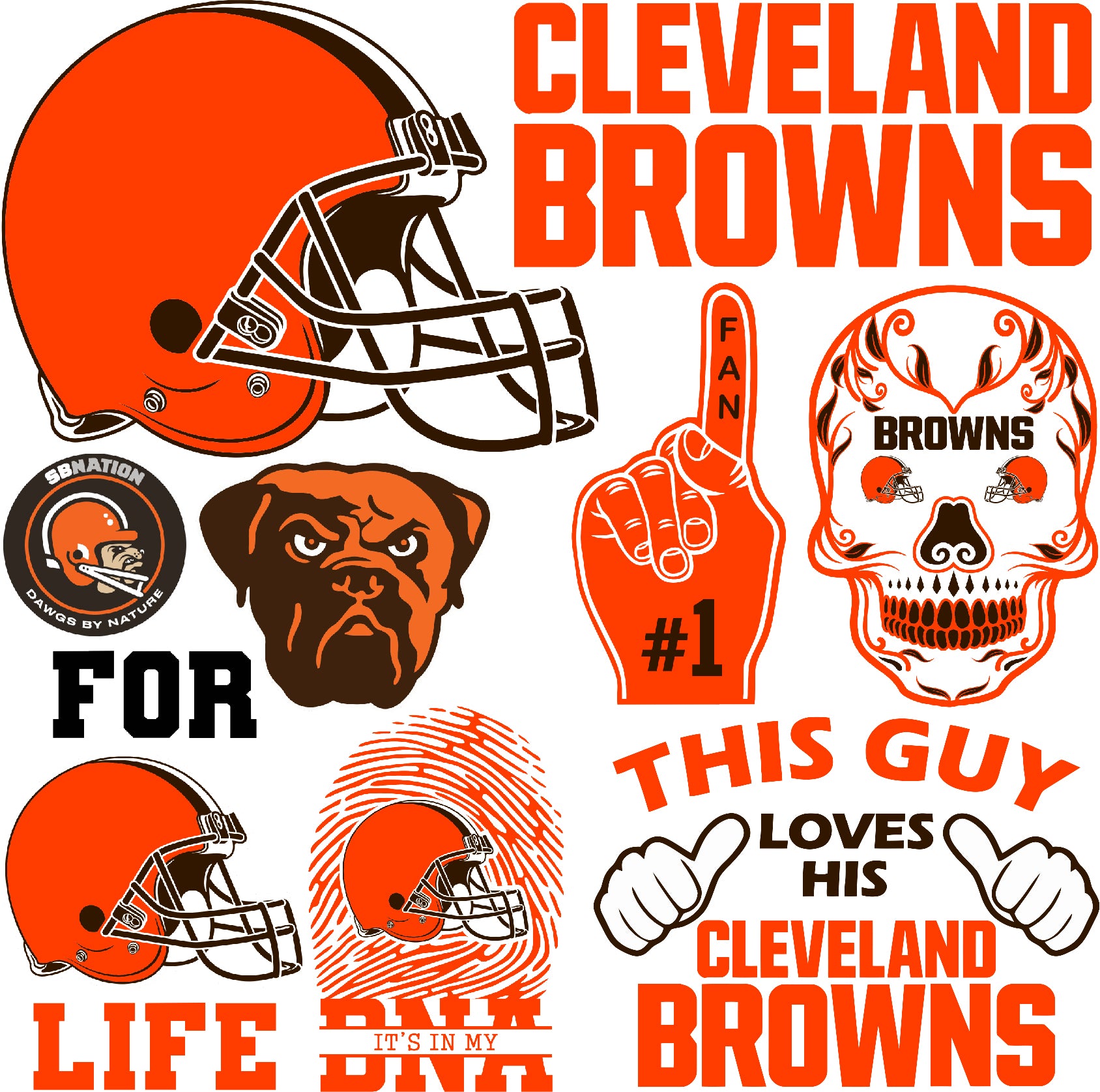 Cleveland Browns Football Set 2 Half Sheet Misc. (Must Purchase 2 Half –  Yippee Yay! Yard Cards