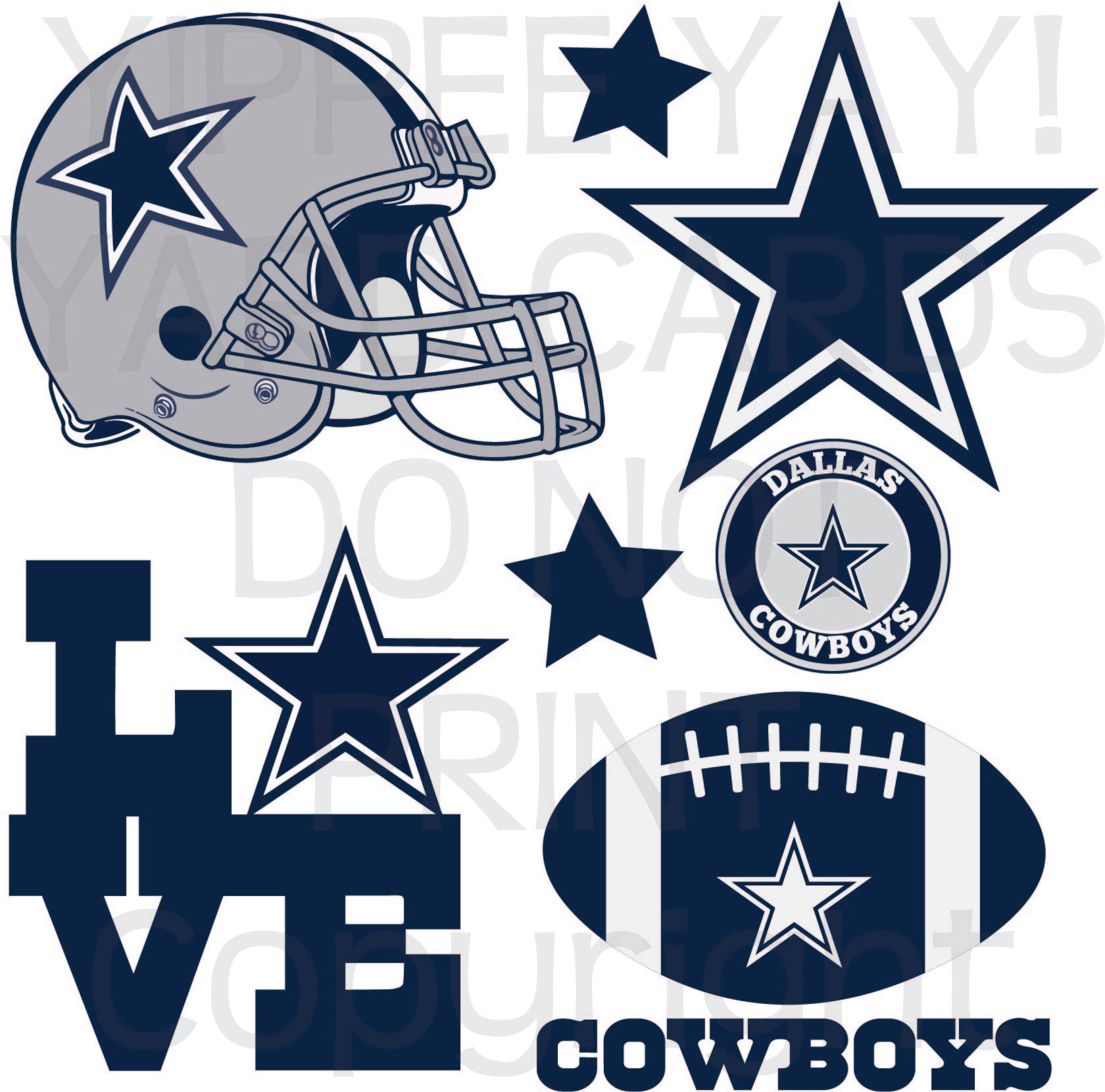 Dallas Cowboys Full Sheet – Yippee Yay! Yard Cards