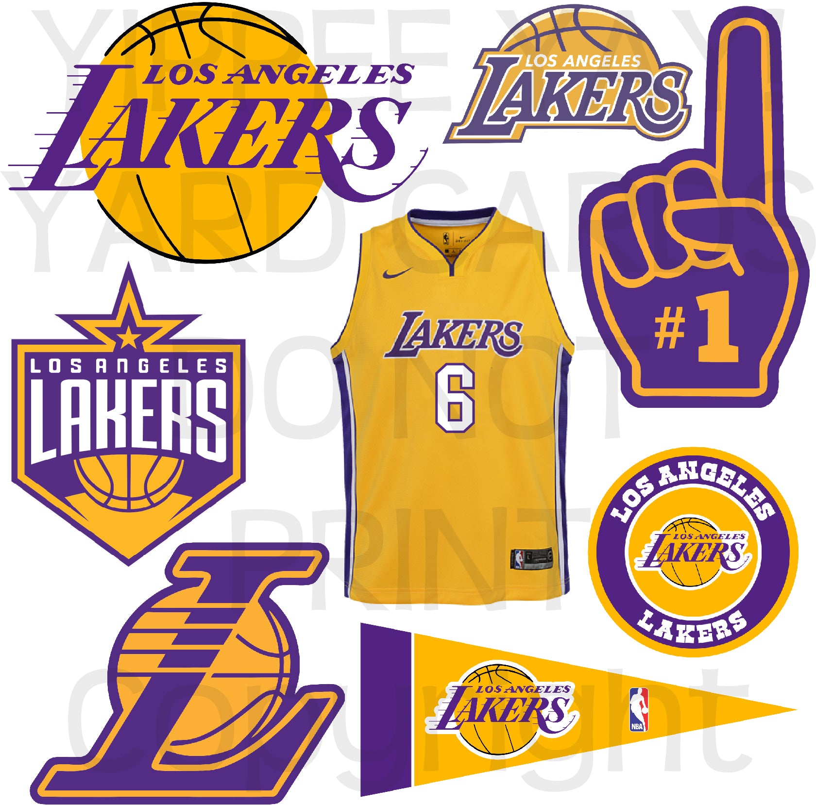 Los Angeles Lakers Basketball Lebron Half Sheet Misc. (Must Purchase 2 –  Yippee Yay! Yard Cards