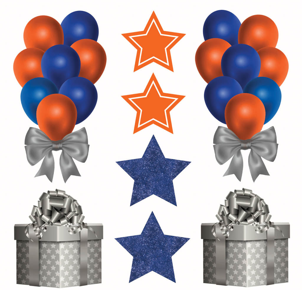 Royal Blue, Orange, Silver Balloons Half Sheet (Must Purchase 2 Half sheets - You Can Mix & Match)3