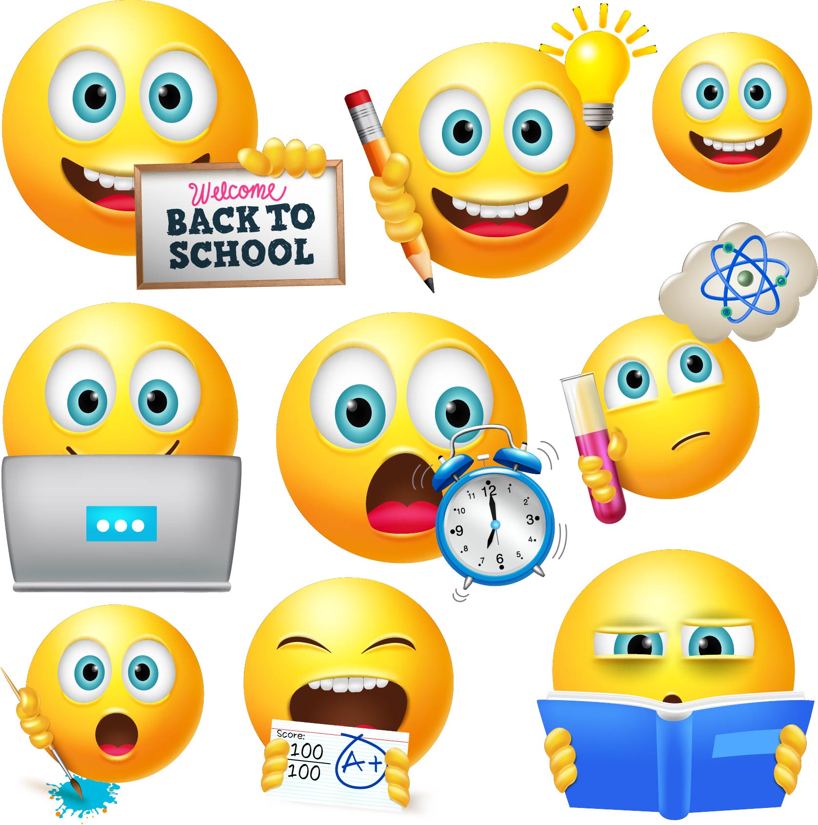 School - Back to School - School Emoji Faces - Half Sheet Misc. (Must, back  to school 2 