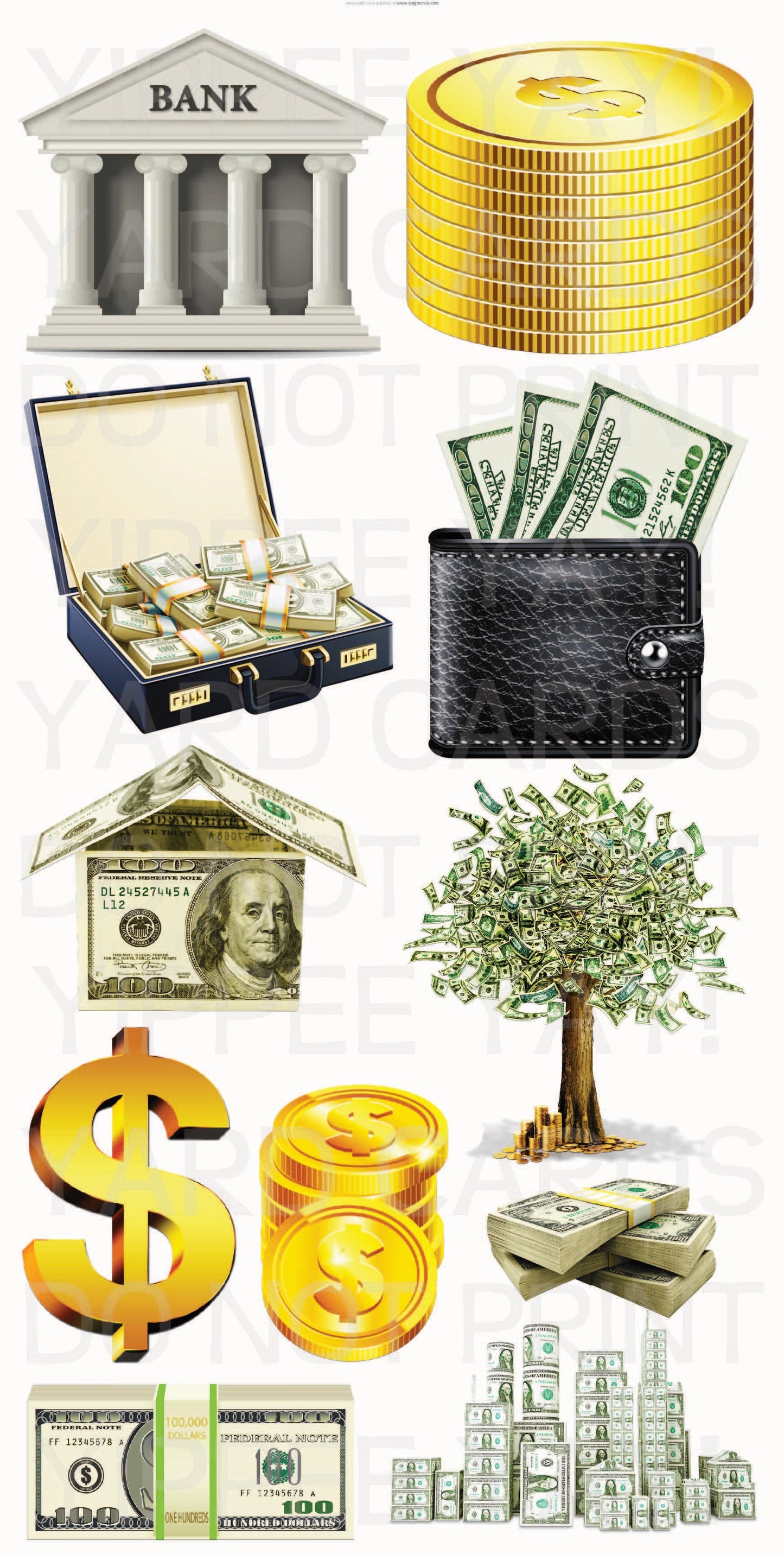 Money - Cash - Coins - Dollar Signs Full Sheet
