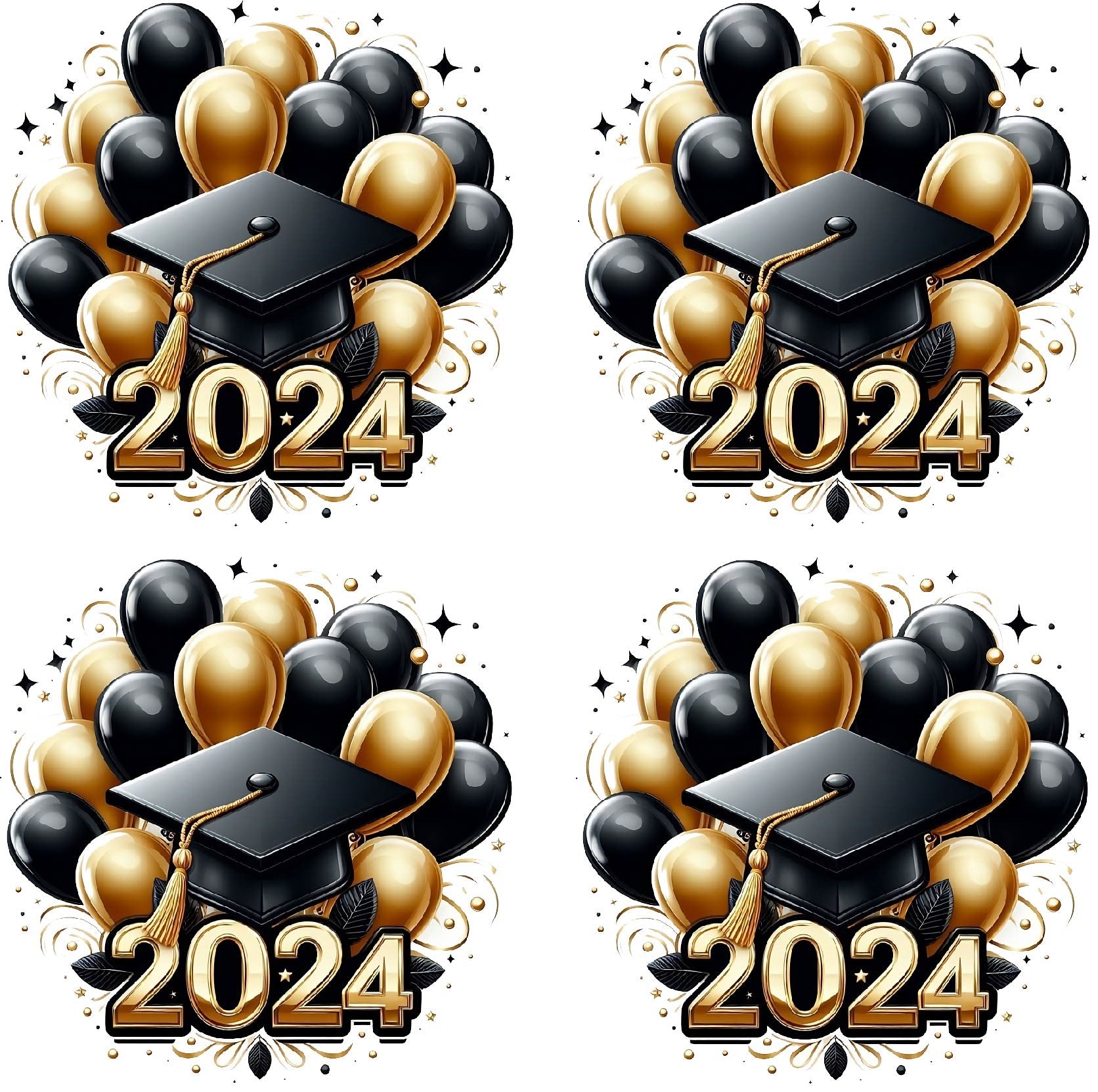 2024 Black And Gold Graduation Balloons - Half Sheet Misc. – Yippee Yay ...