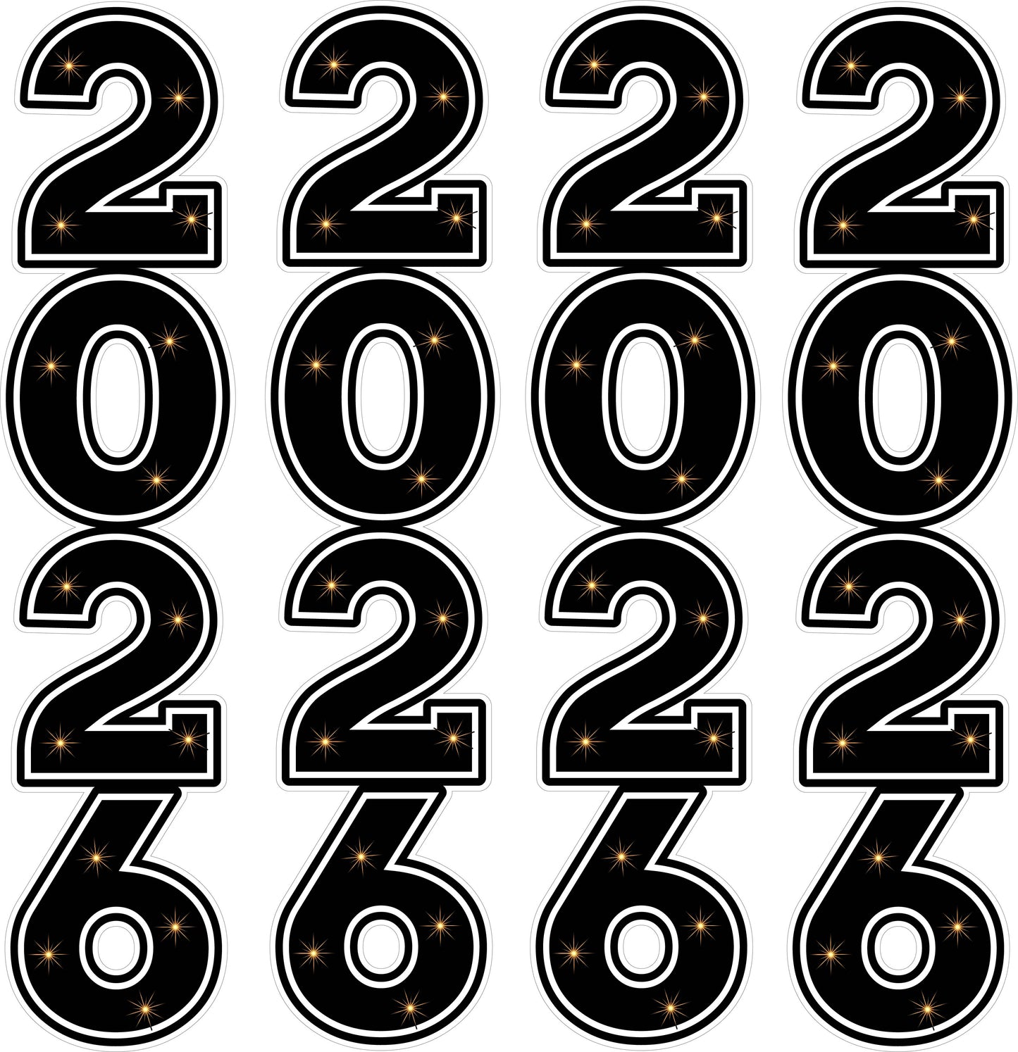 Four - 4 Stacks of Graduation Numbers - 2026 - Half Sheet Misc.