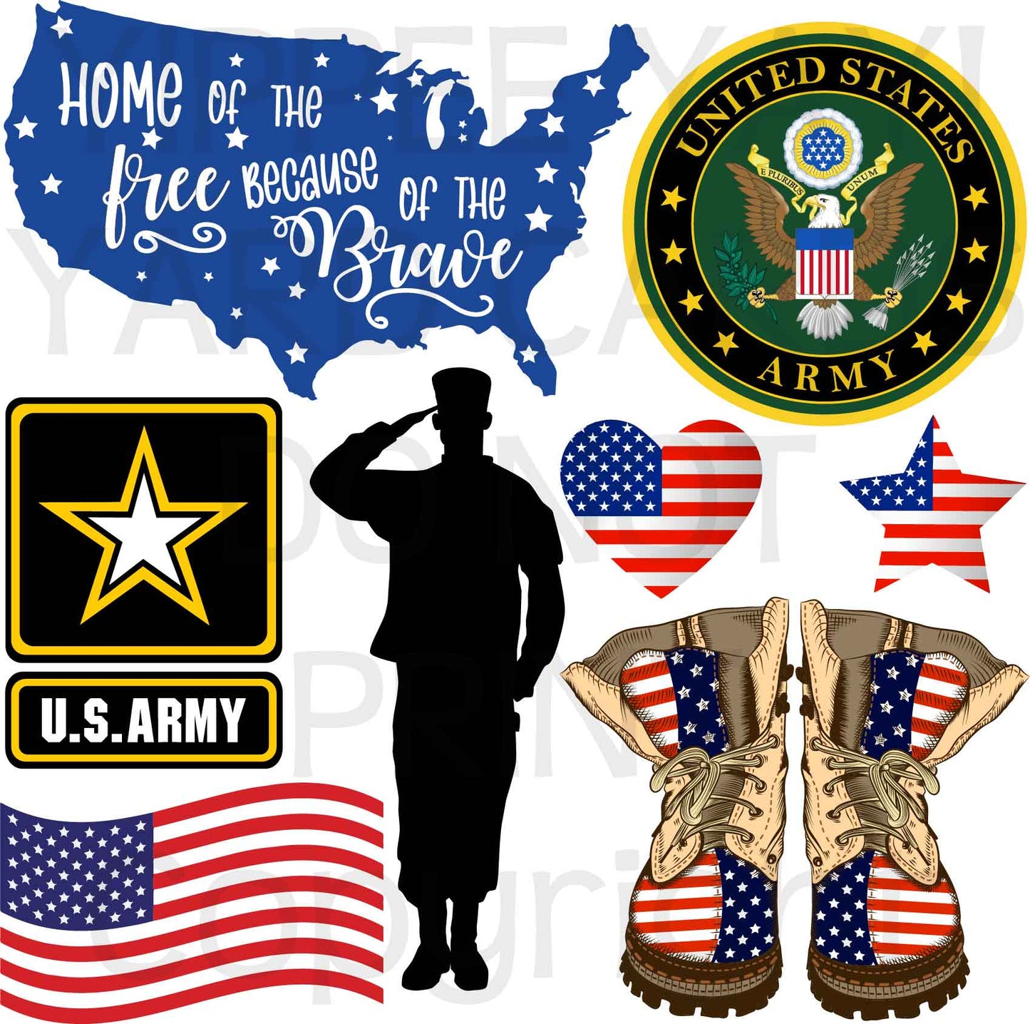 Army - Military - Half Sheet Misc. (Must Purchase 2 Half sheets - You Can Mix & Match)
