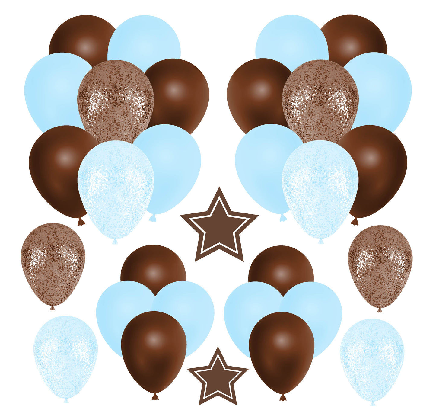 Baby Blue and Brown Balloons Half Sheet Misc. (Must Purchase 2 Half sheets - You Can Mix & Match) (Copy)