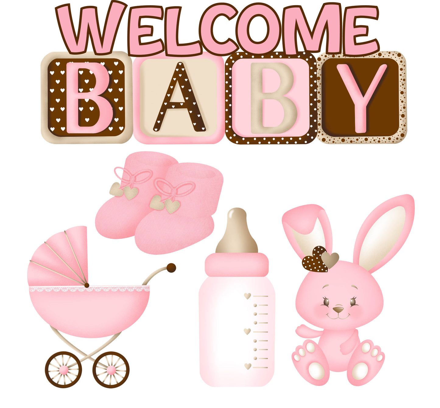 Baby Girl Pink and Brown Half Sheet