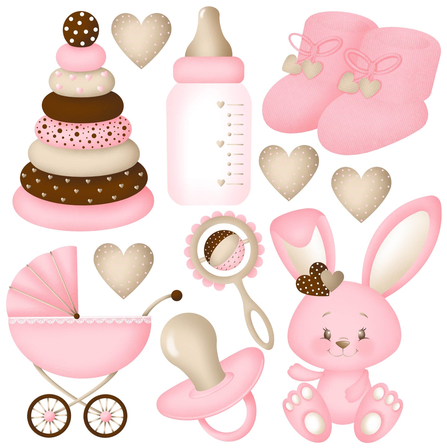Baby Girl Pink and Brown Set 2 Half Sheet