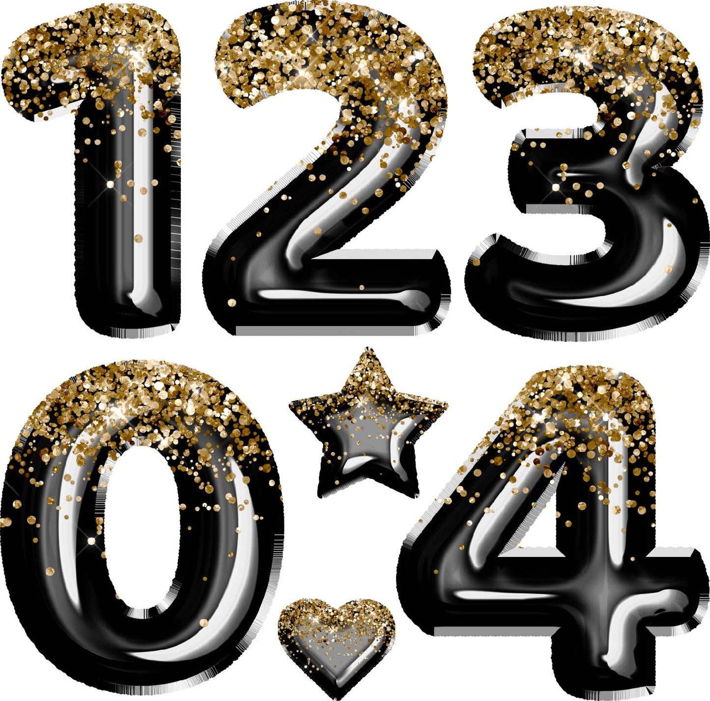 Black and Gold Foil Numbers 23" In 0-4 Half Sheet