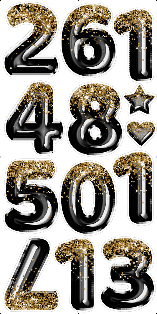 Black and Gold Foil Numbers 23" In Set 1 Full Sheet