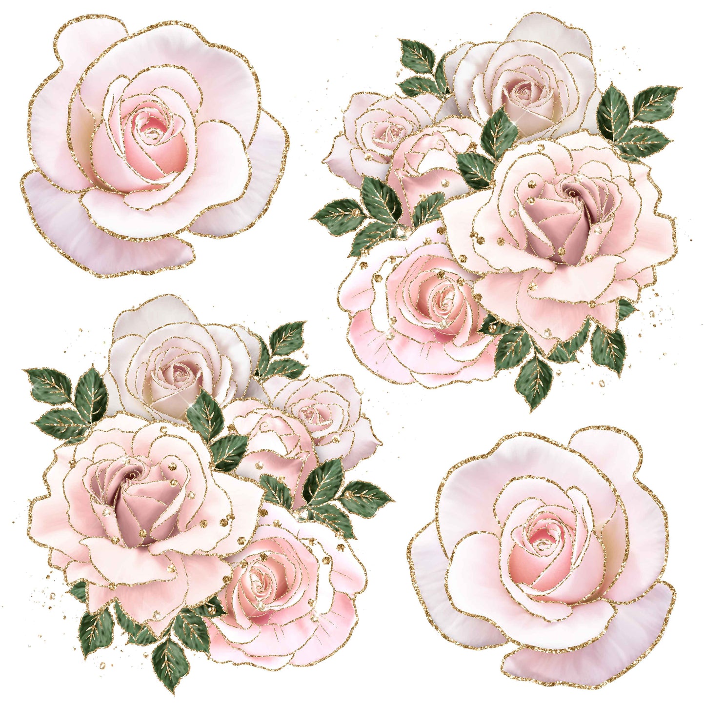 Blush Roses - Flowers Half Sheet Misc. (Must Purchase 2 Half sheets - You Can Mix & Match)