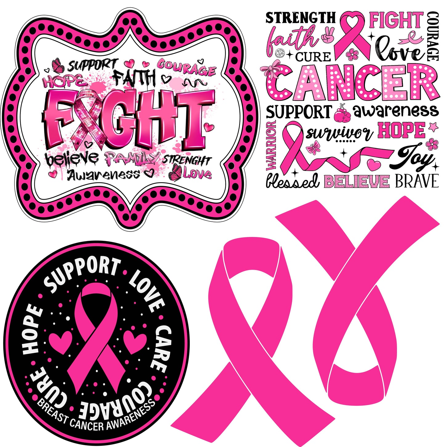 Breast Cancer Pink Set 2 Half Sheet Misc. (Must Purchase 2 Half sheets - You Can Mix & Match) (Copy)