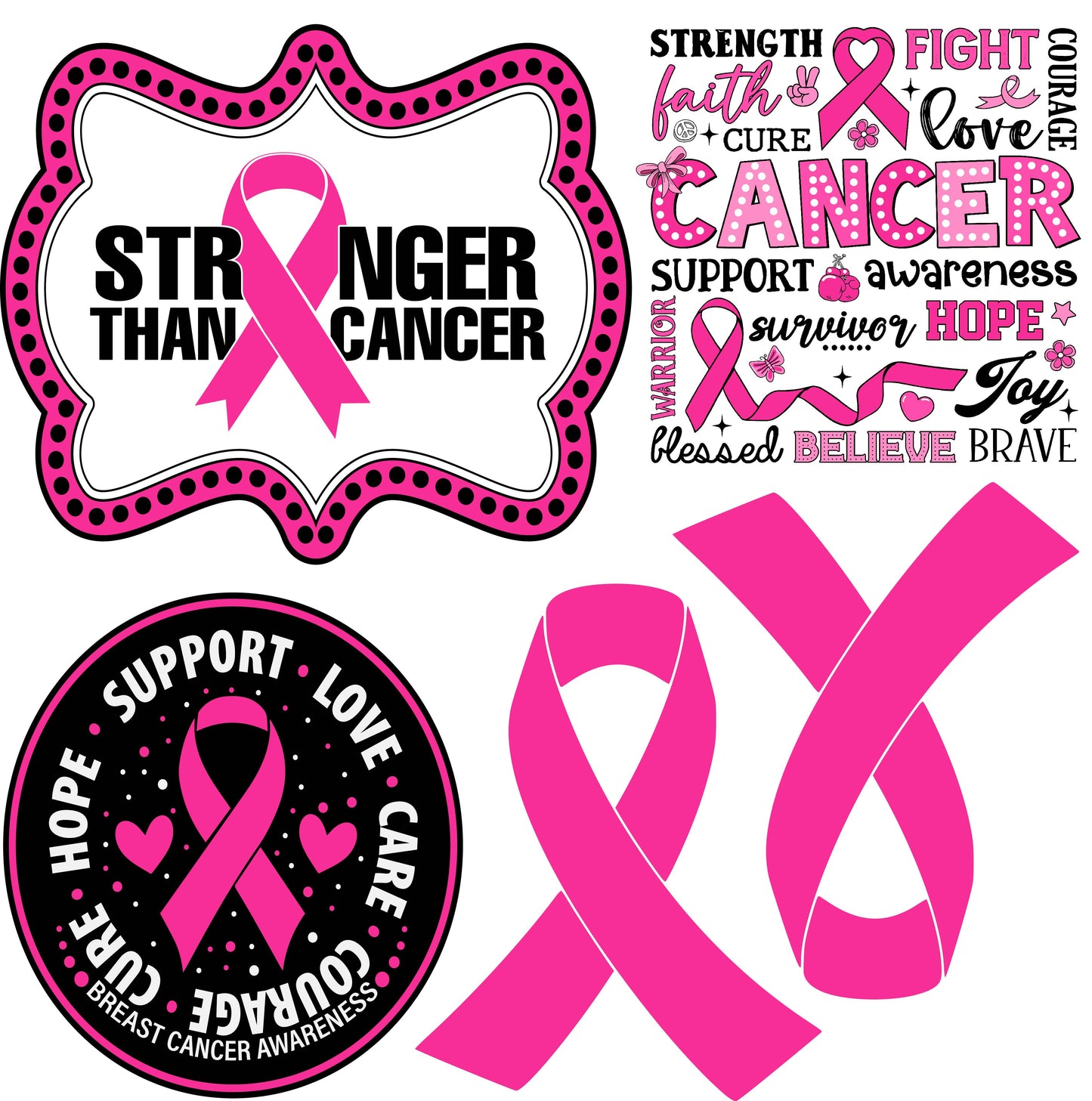 Breast Cancer Pink Set 4 Half Sheet Misc. (Must Purchase 2 Half sheets - You Can Mix & Match) (Copy) (Copy) (Copy)