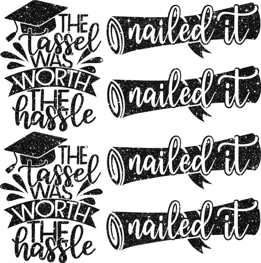 Graduation Sayings or Accents Set 2 - Black Glitter - Half Sheet Misc.