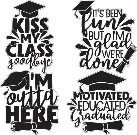 Graduation Sayings or Accents Set 1b - Solid Black or Choose Color - Half Sheet Misc.