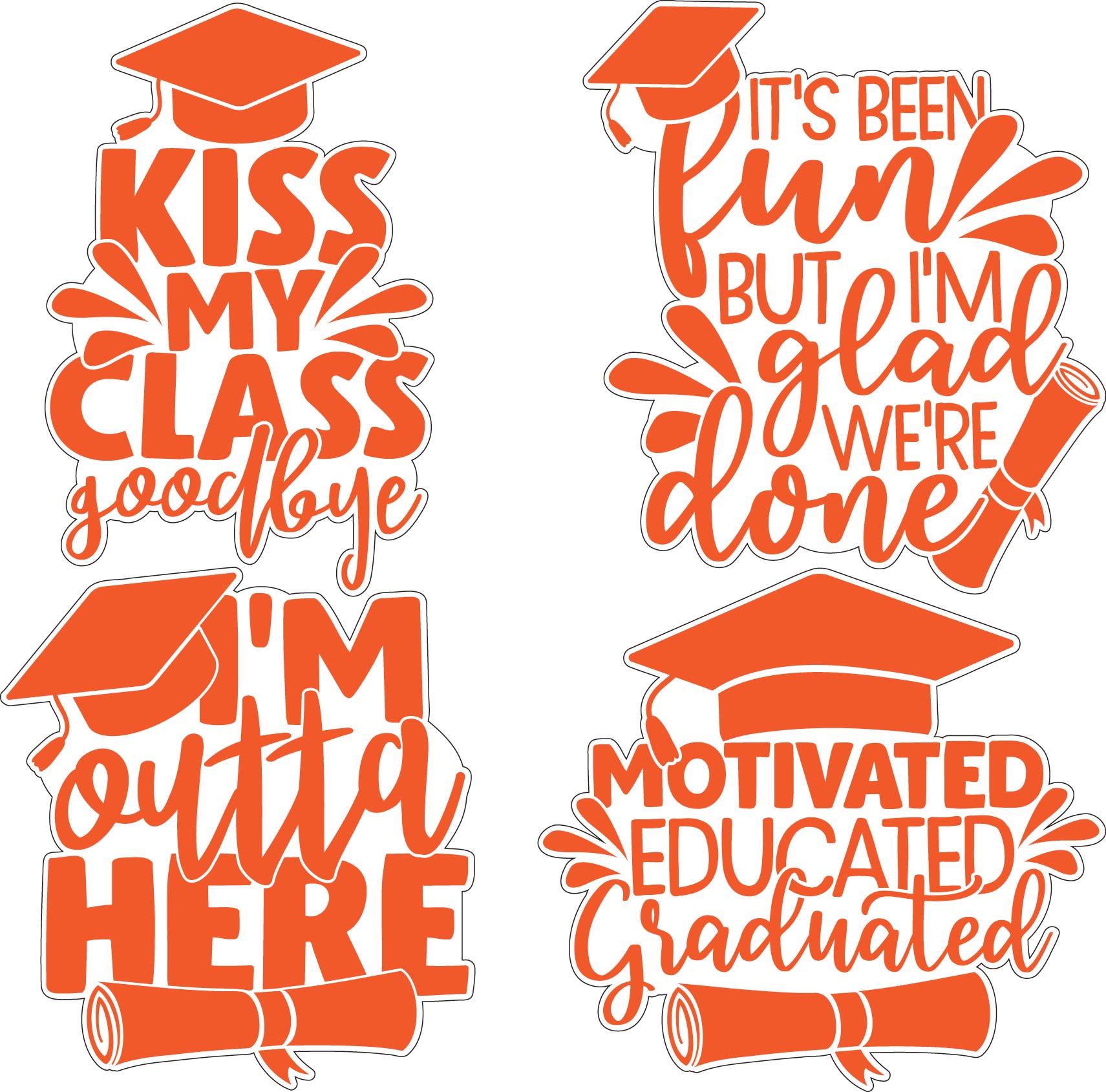 Graduation Sayings or Accents Set 1b - Solid Black or Choose Color