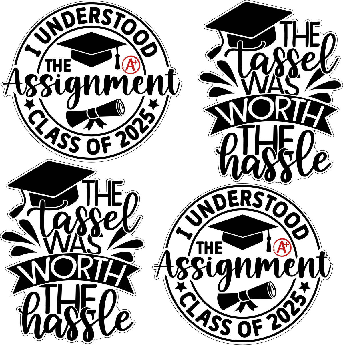 Half Graduation Card Graduation Sayings or Accents Set 8 2025 - Solid Black - Half Sheet Mi ...