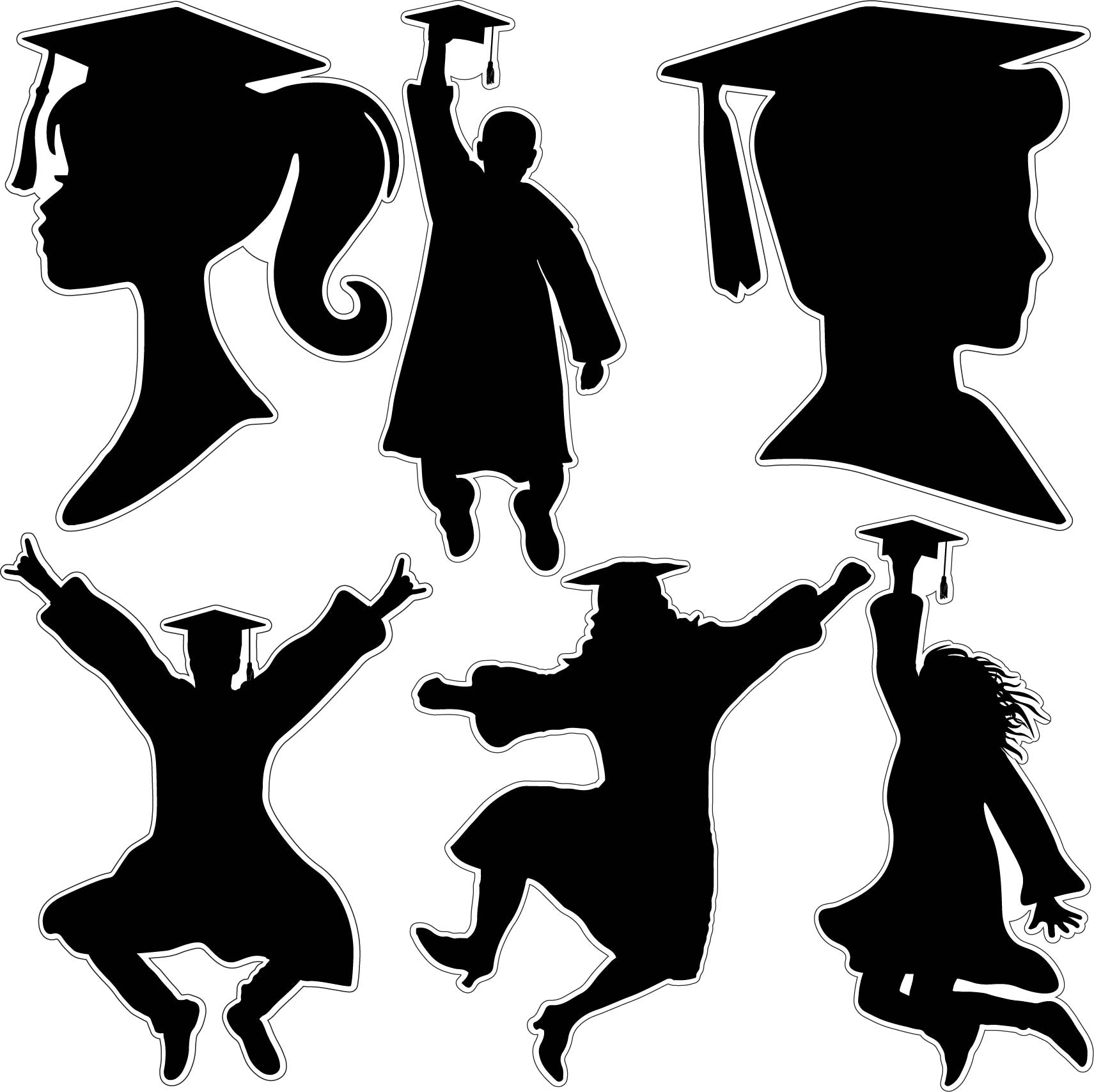 Half Graduation Card Graduation Silhouettes People - Half Sheet Misc. – Yippee Yay! Yard Cards