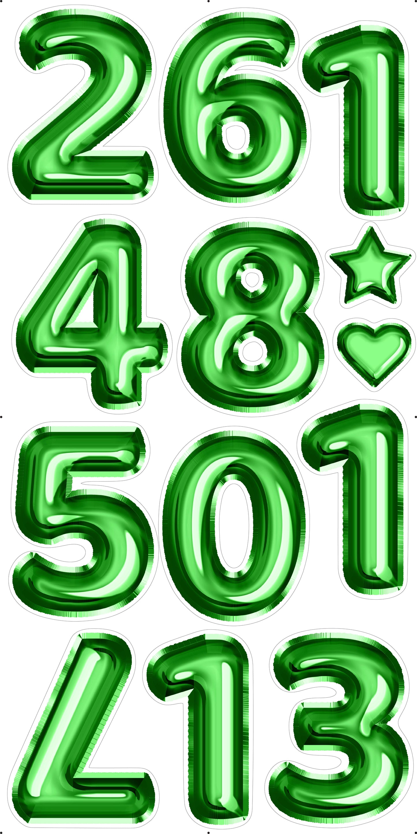 Green Foil Numbers 23" In Set 1 Full Sheet