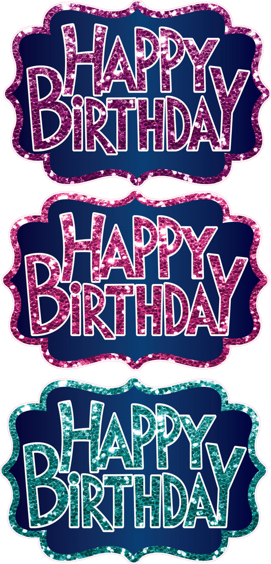 Happy Birthday Showpieces x 3 Set 4