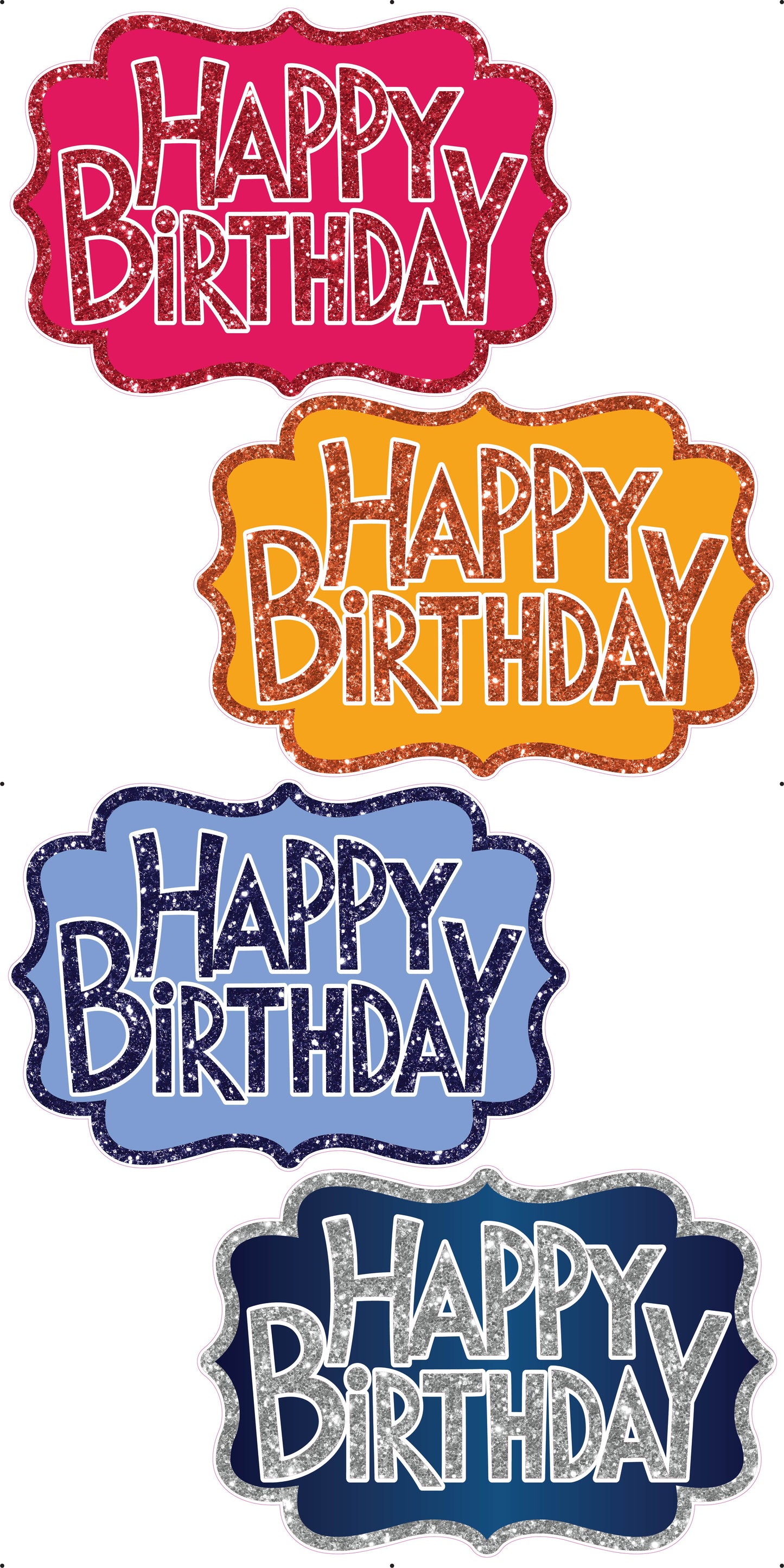 Happy Birthday Showpieces x 4 -  Set 1