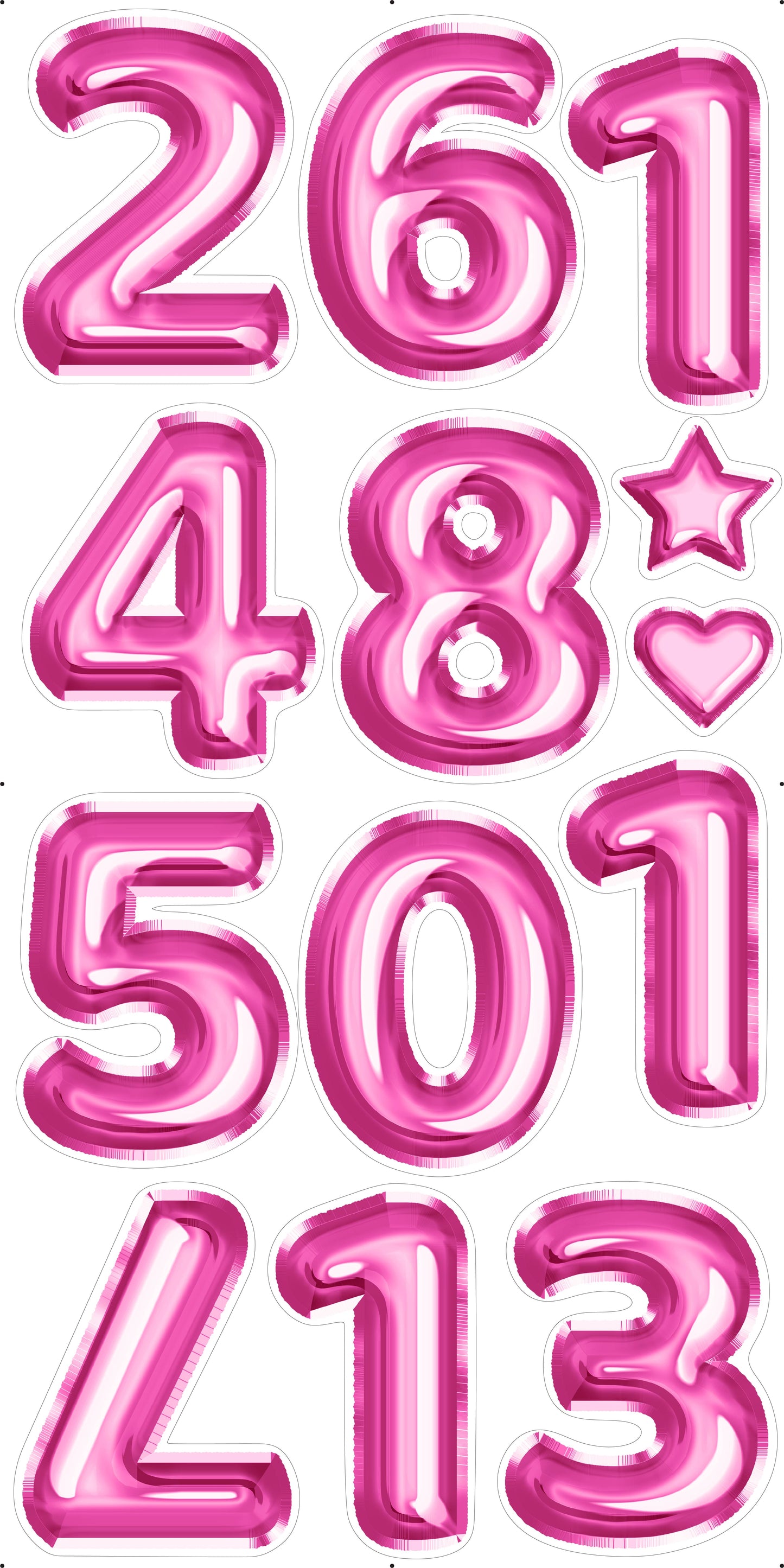 Hot PInk Foil Numbers 23" In Set 1 Full Sheet