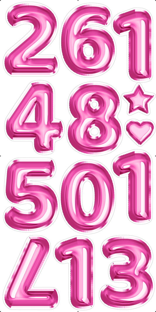 Hot PInk Foil Numbers 23" In Set 1 Full Sheet