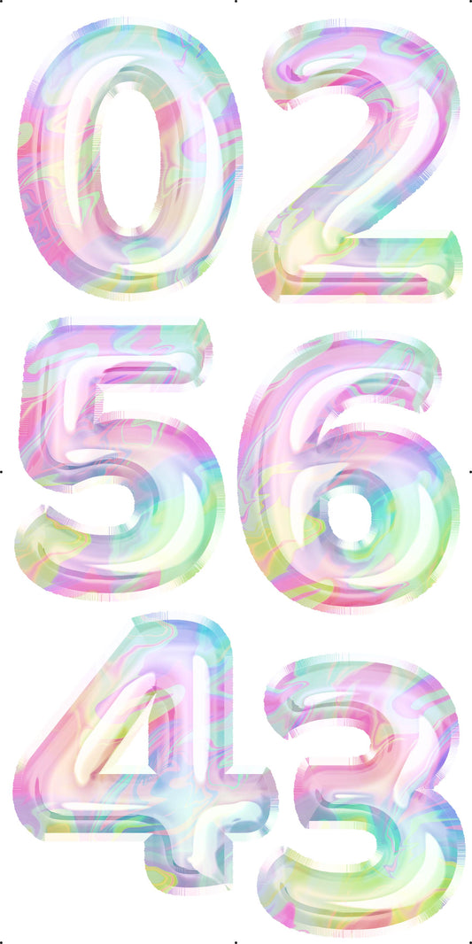 Iridescent Foil Numbers 30" In Set 1 Full Sheet