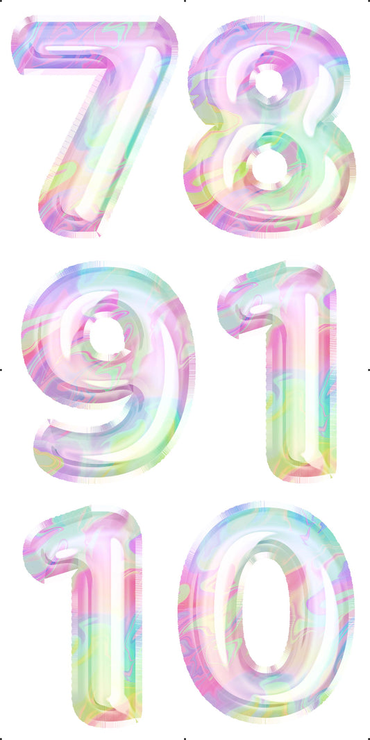 Iridescent Foil Numbers 30" In Set 2 Full Sheet