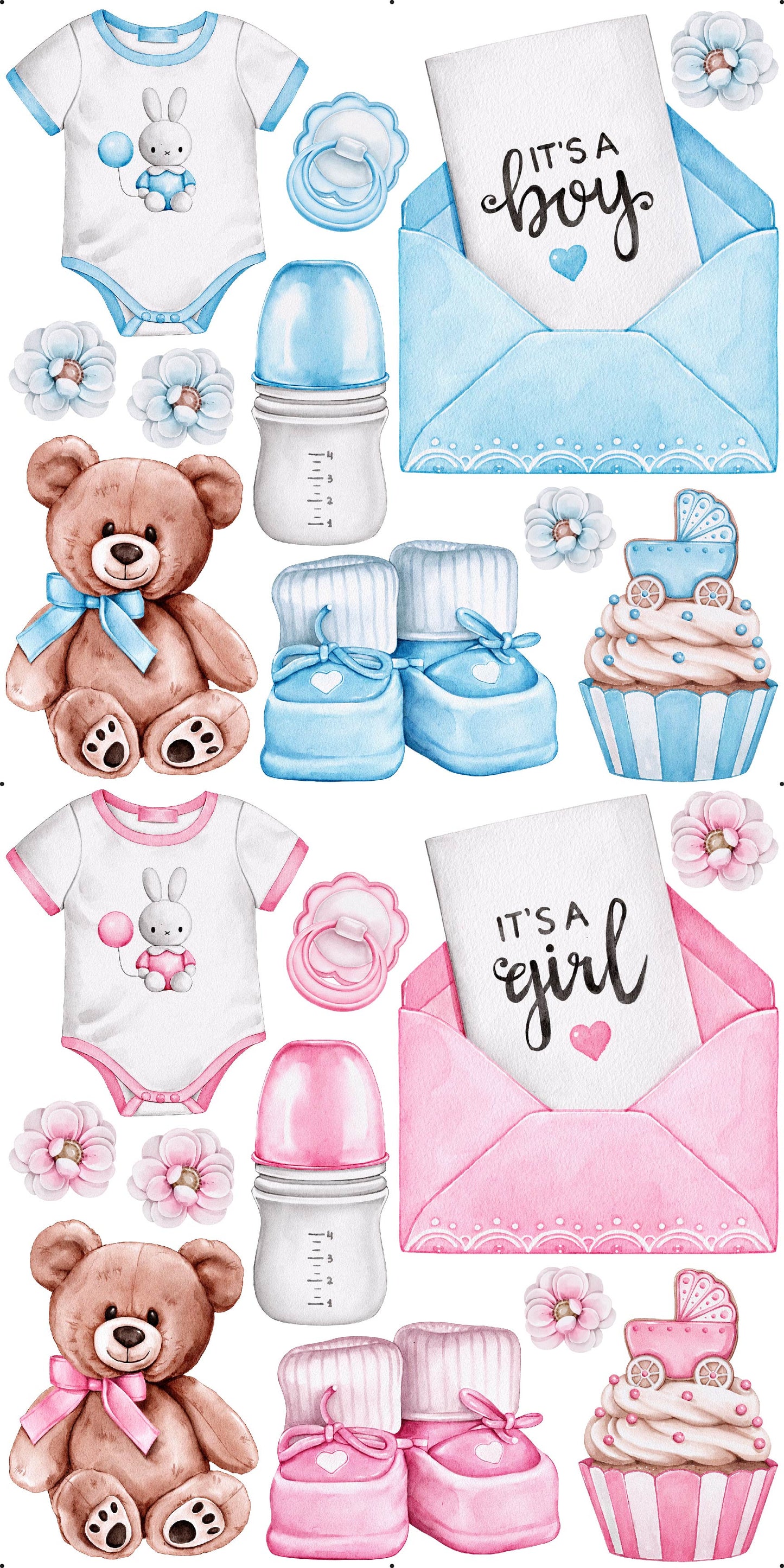 It's a Girl Pink and It's a Boy Blue Combo Full Sheet