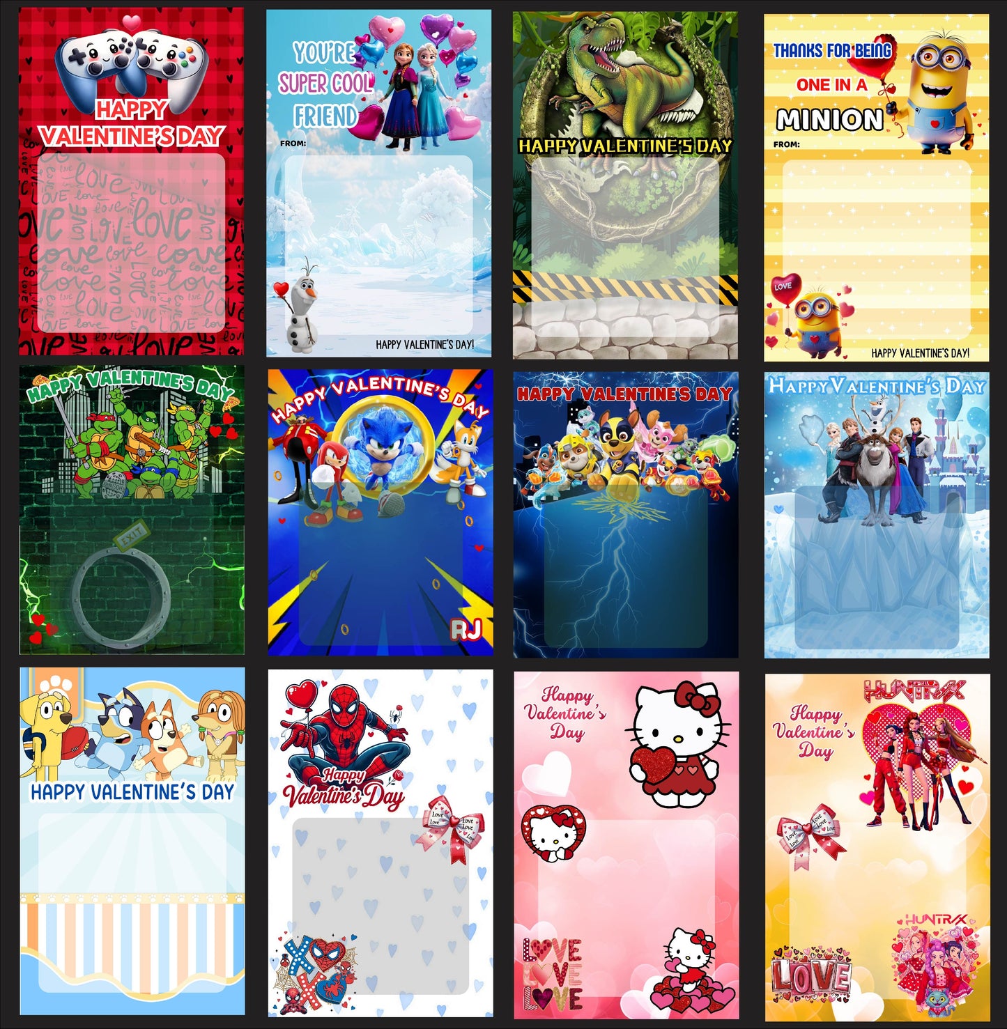 Valentine's Day Jumbo Cards Set 1 Half Sheet