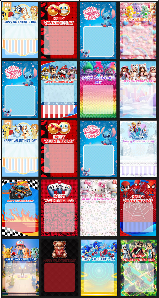 Valentine's Day Jumbo Cards Set 1 Full Sheet