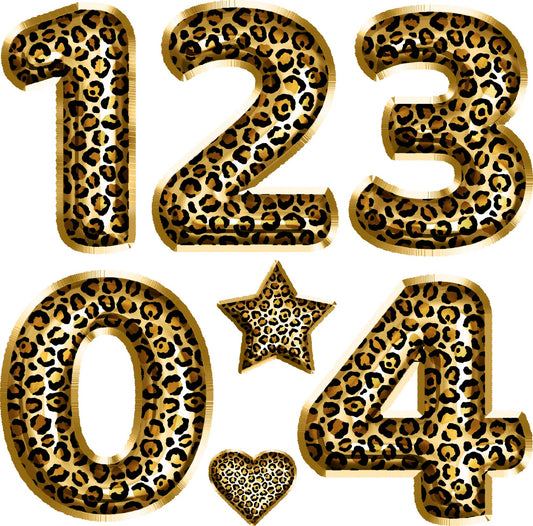 Black and Gold Leopard Print Foil Numbers 23" In 0-4 Half Sheet