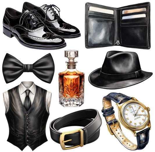 Mens Gentleman Black Fashion Half Sheet Misc. (Must Purchase 2 Half sheets - You Can Mix & Match)