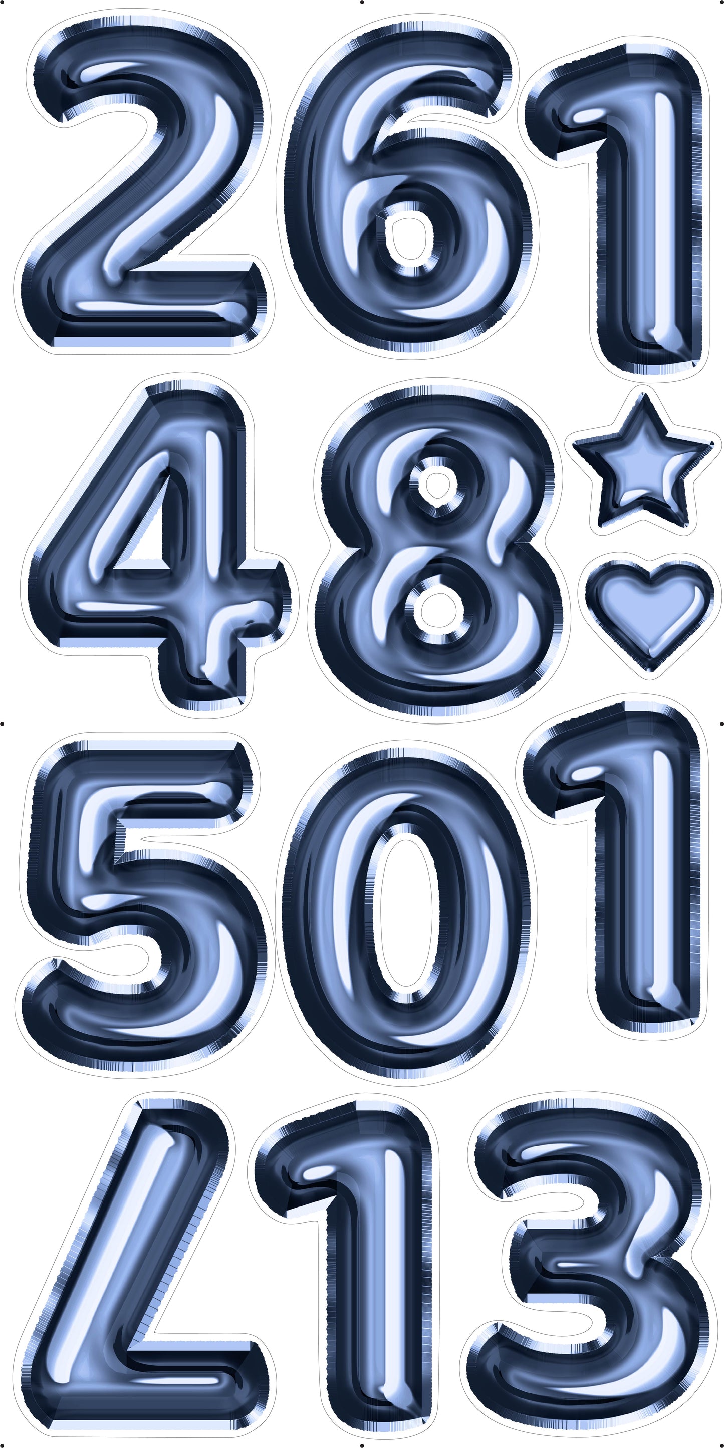 Navy Blue Foil Numbers 23" In Set 1 Full Sheet