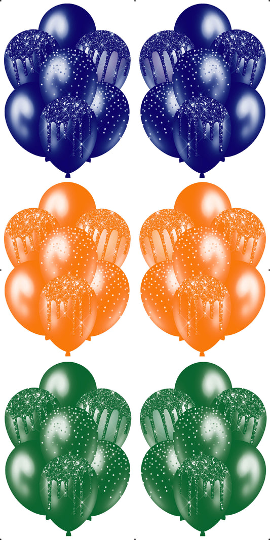 3 Sets of Balloon Bunches 3 Navy, Green, Orange