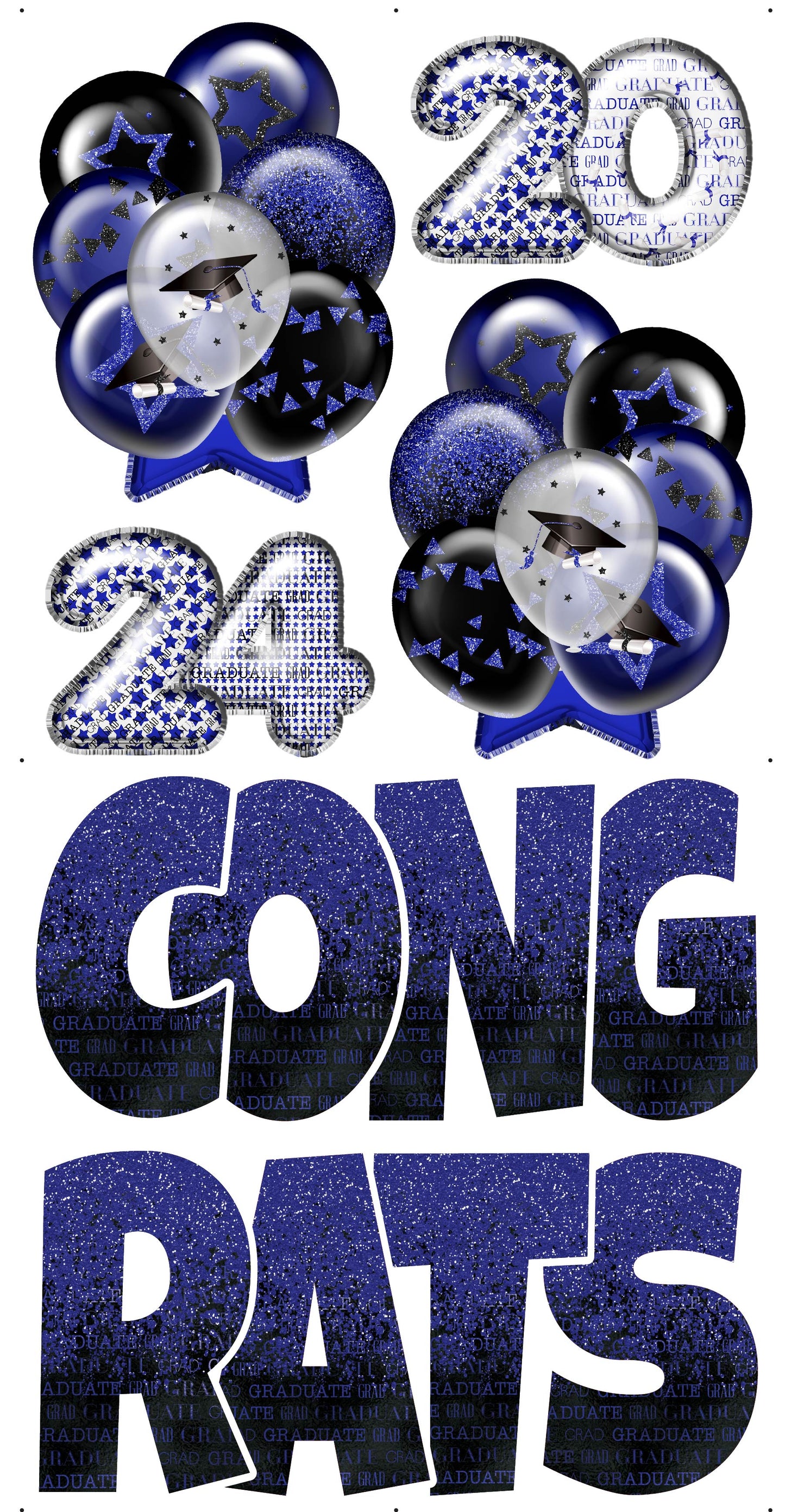 Graduation Flair Set 1 [Balloons, Congrats Ez Set, 2024 Numbers] - Choose 1 Color