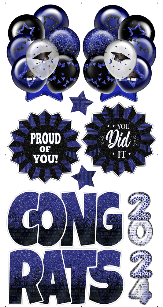 Graduation Flair Set 6 [Balloons, Congrats Ez Set, 2024 Numbers] - Choose 1 Color