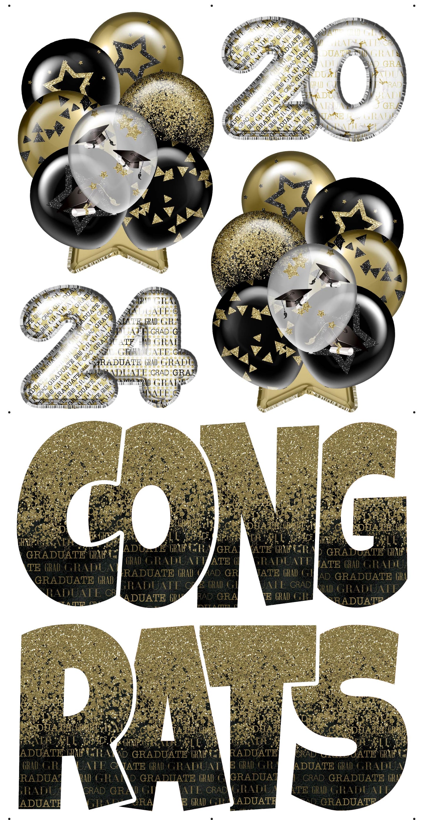 Graduation Flair Set 1 [Balloons, Congrats Ez Set, 2024 Numbers] - Choose 1 Color