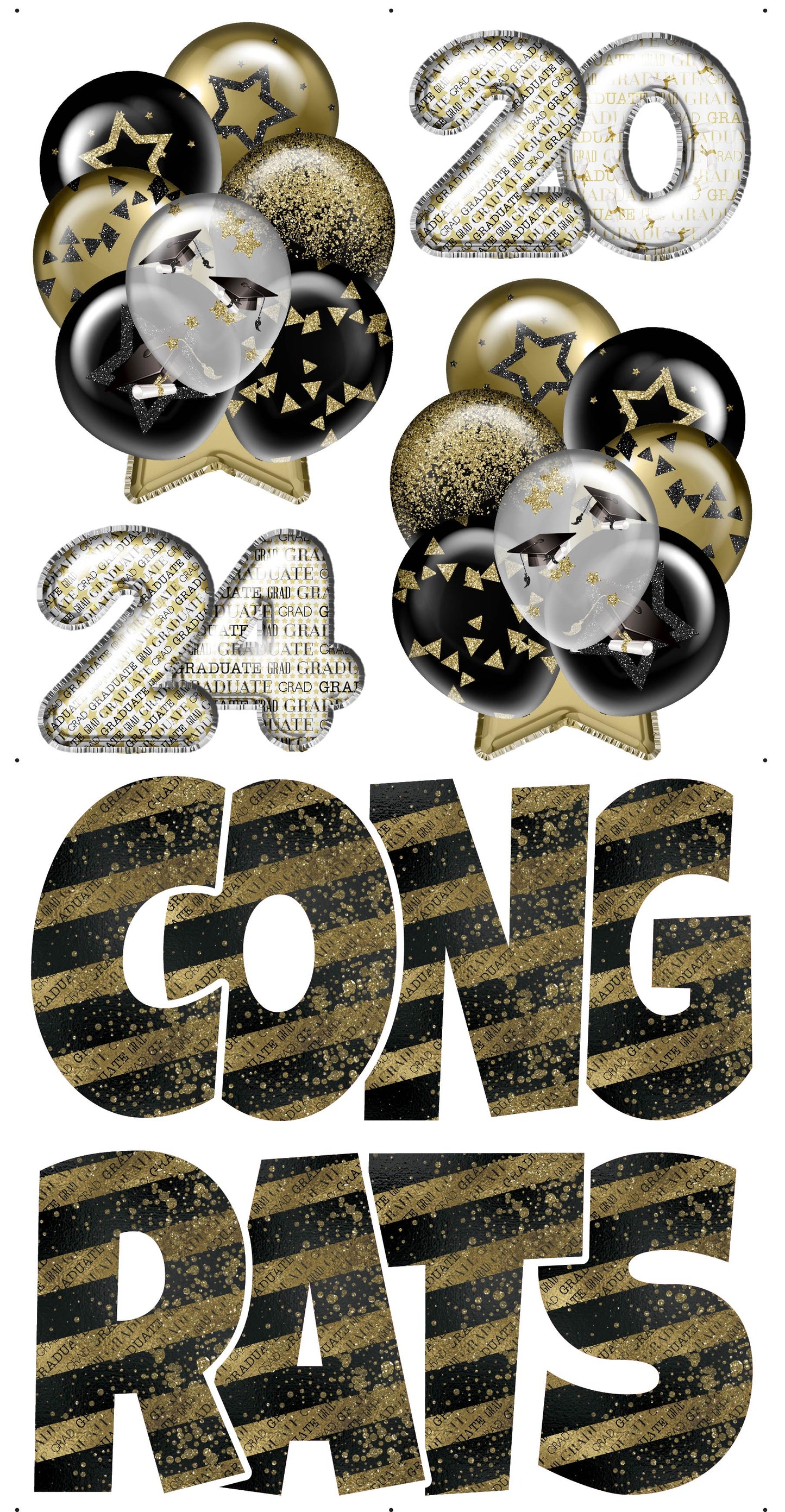 Graduation Flair Set 3 [Balloons, Congrats Ez Set, 2024 Numbers] - Choose 1 Color