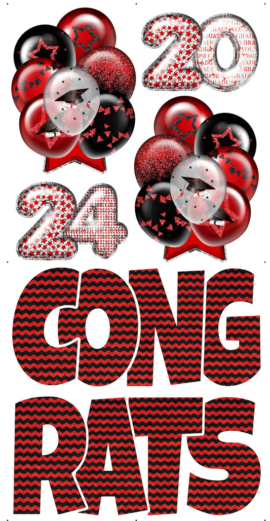 Graduation Flair Set 2 [Balloons, Congrats Ez Set, 2024 Numbers] - Choose 1 Color