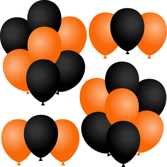 Solid Black and Orange  Set 3 Balloons Half Sheet Misc.