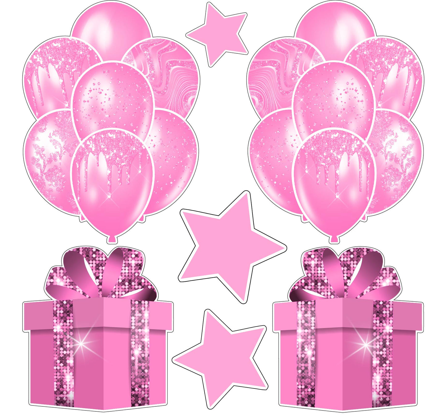 Pink Balloons Set 2 Half Sheet  (Must Purchase 2 Half sheets - You Can Mix & Match) (Copy)