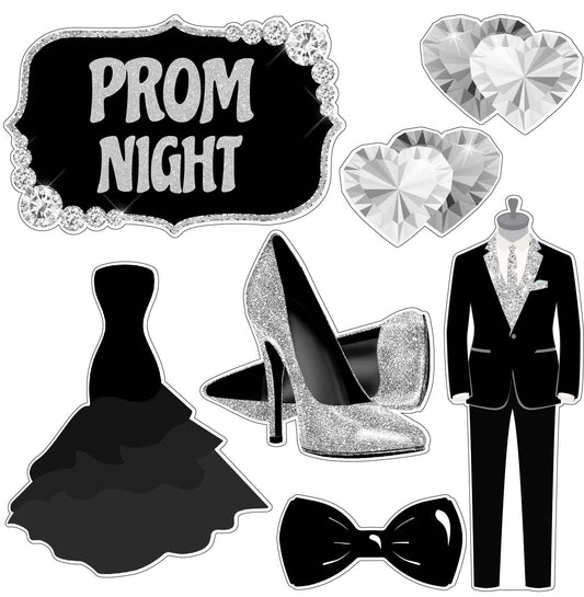 Prom Night - Silver and Black - Theme Half Sheet Misc. (Must Purchase 2 Half sheets - You Can Mix & Match)