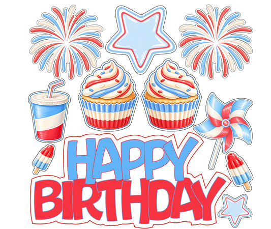 Red White Blue Happy Birthday Half Sheet