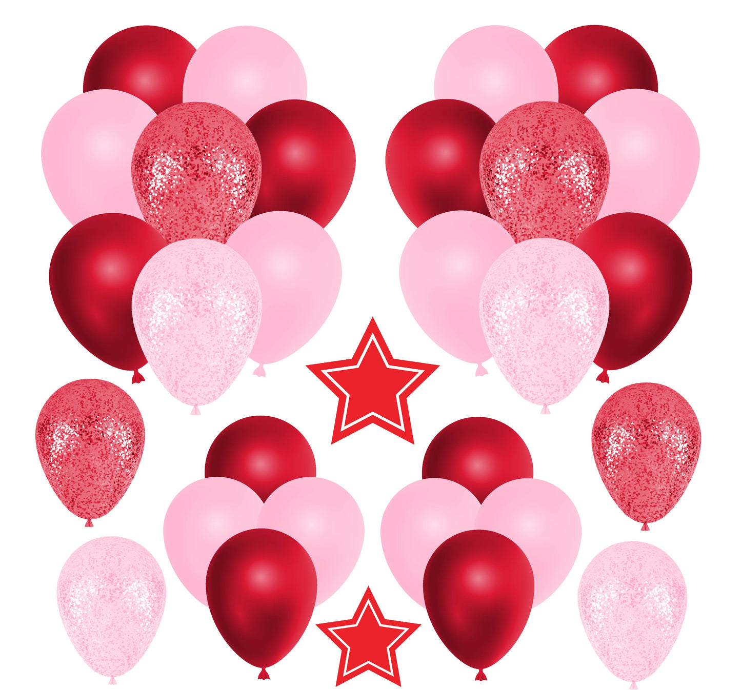 Red and Pink Balloons Half Sheet Misc. (Must Purchase 2 Half sheets - You Can Mix & Match)