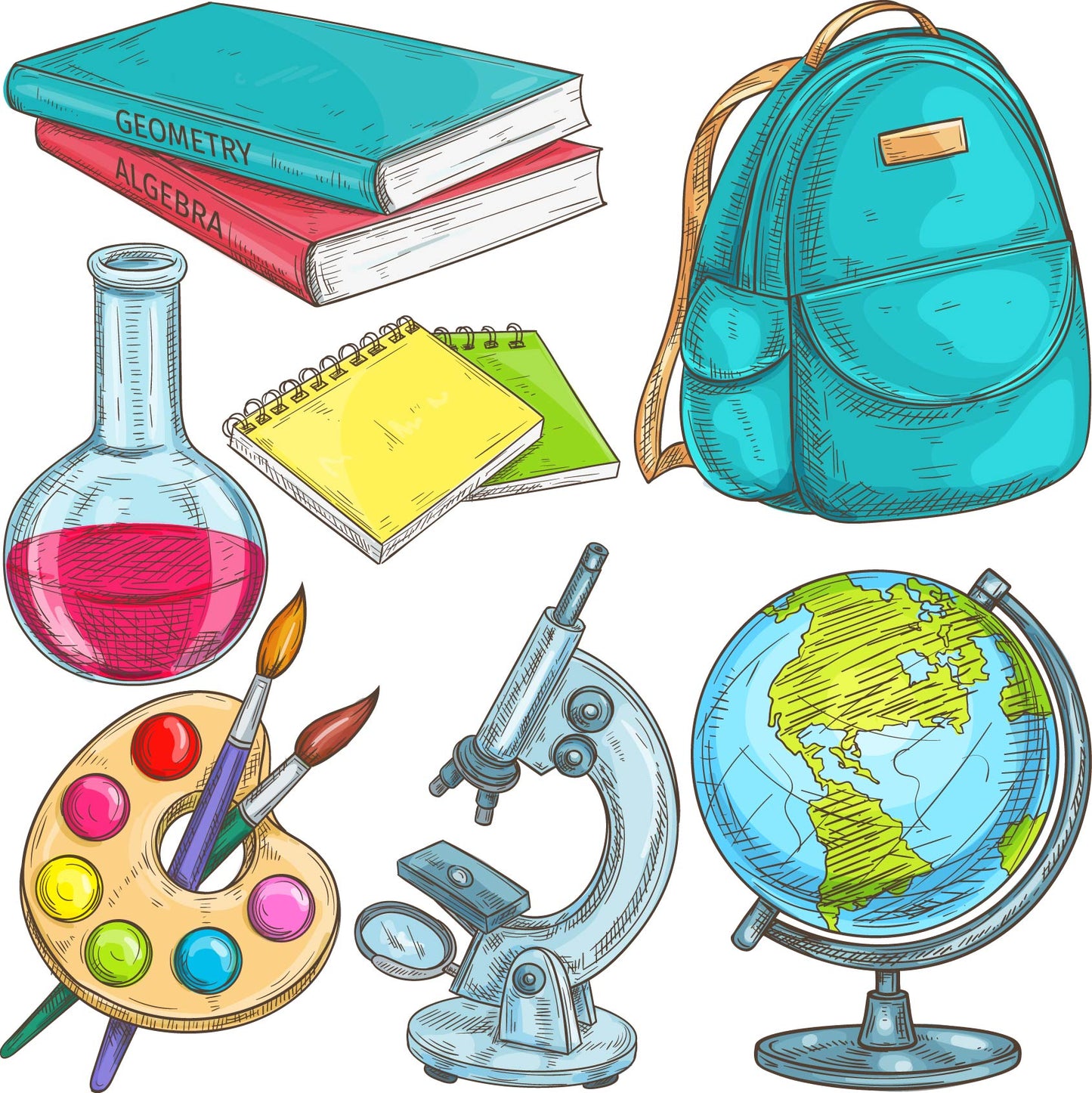 School - Back to School - School Supplies Set 4 - Half Sheet Misc. (Must Purchase 2 Half sheets - You Can Mix & Match) (Copy)