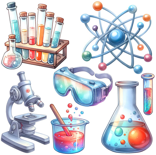 Science or Chemistry Set 2 Half Sheet Misc. (Must Purchase 2 Half sheets - You Can Mix & Match)