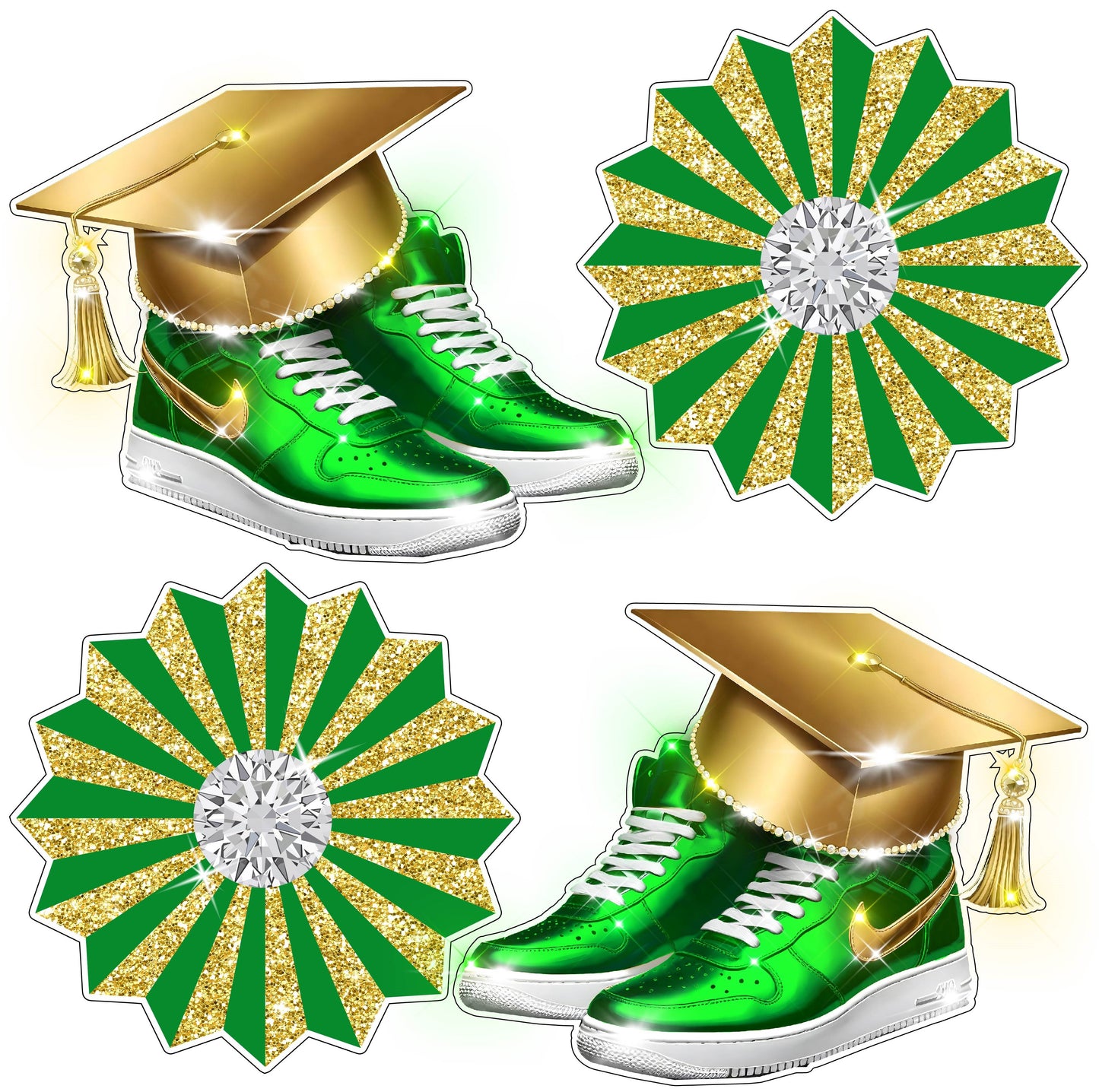 Graduation Cap Shoes and Fans (Diamonds) - Half Sheet Misc.